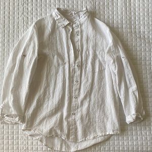 Minibee Women’s Linen Blend Button Down shirt - MEDIUM (M)